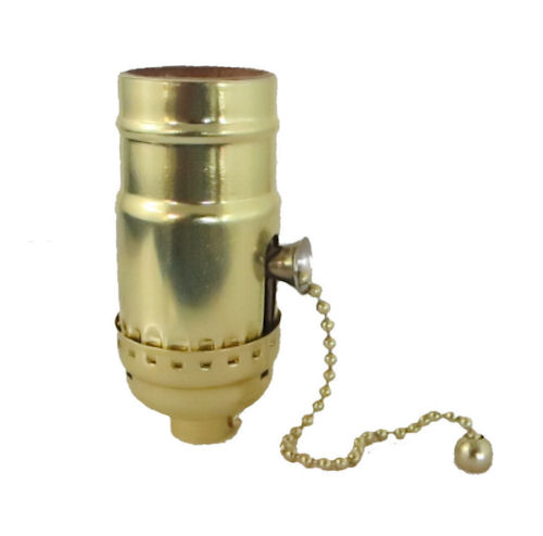 BRASS-PLATED 3-WAY PULL CHAIN SOCKET