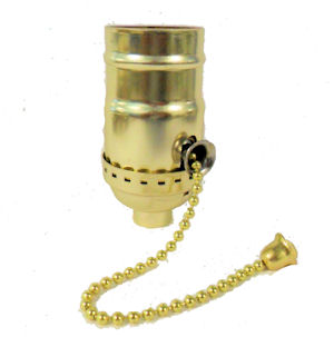 BRASS-PLATED OFF/ON PULL CHAIN SOCKET