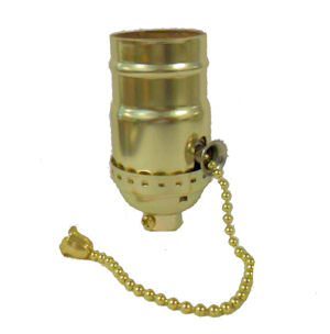 BRASS-PLATED OFF/ON PULL CHAIN SOCKET W/ SET SCREW