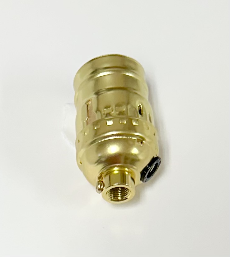 BRASS-PLATED KEYLESS SOCKET W/SIDE HOLE AND SET SCREW